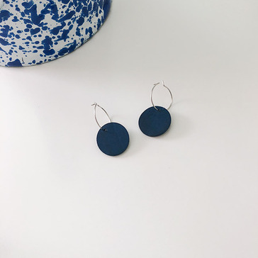 wood round earring