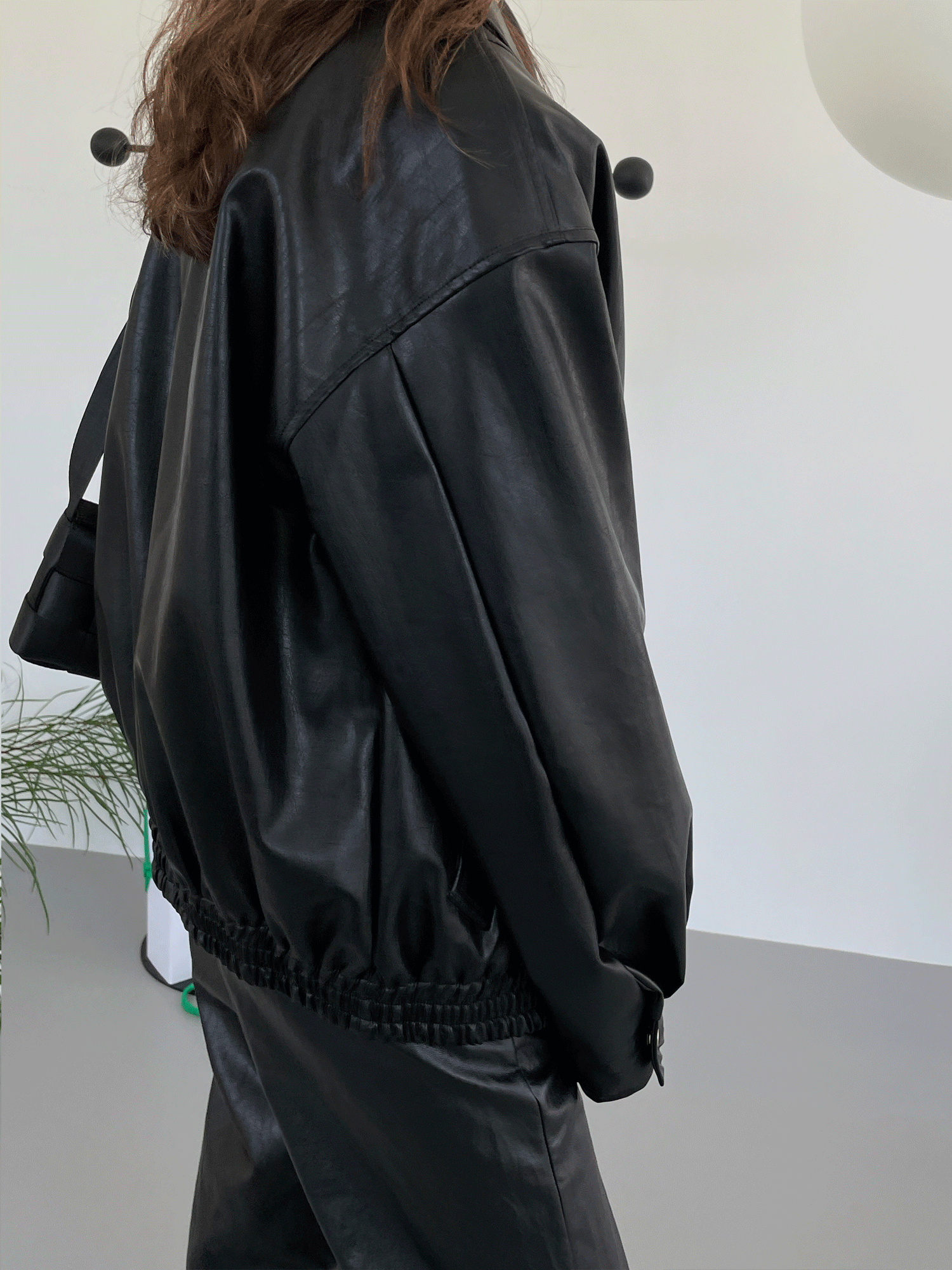 leather blouson(black)